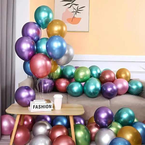 30pcs, 10-inch Metal Chrome Balloons, Party Balloons, For Birthday Party Decorations, Wedding Decor, Chrismas Decor, Outdoor Party Decor,room Decor.